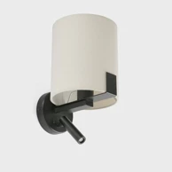 Zidna lampa Nila Black, 1×E27, sjenilo bijelo, čitač 3 W, 3000 K, crna