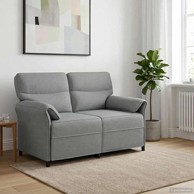 Sofa, 2-sjed, 120 cm, 100% poliester, metalna konstrukcija, MDF, šperploča, svijetlosiva