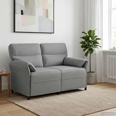 Sofa, 2-sjed, 120 cm, 100% poliester, metalna konstrukcija, MDF, šperploča, svijetlosiva
