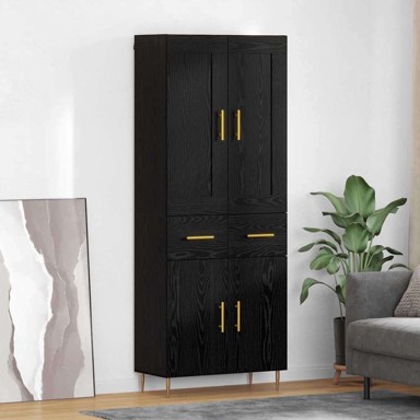 Kuhinjski ormarić s ladicama 69,5 x 34 x 180 cm, konstruirano drvo, crni hrast