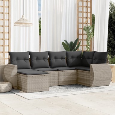 6-dijelni set vrtnih sofa od poliratana s jastucima svjetlosivi