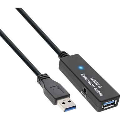 INLINE USB-A kabel 35655, USB 3.2 Gen 1, 10 m, crni