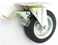 Metalno-gumeni kotač 180 mm s okretnim kućištem i kočnicom 55H KL180 SKR HA, crni