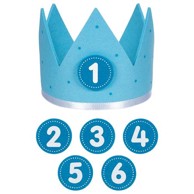 GOKI Kruna Rođendanska plava, filc, 3 dijela, 59.5 x 16 cm, brojevi 1–6, dob 1+
