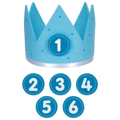 GOKI Kruna Rođendanska plava, filc, 3 dijela, 59.5 x 16 cm, brojevi 1–6, dob 1+
