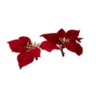 Božićni ukras velvet cvijet, 6 cm, 2/1, crvena