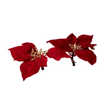Božićni ukras velvet cvijet, 6 cm, 2/1, crvena