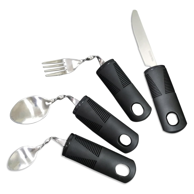 Zakrivljeni pribor za jelo za osobe s ograničenom pokretljivošću ruku