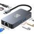 SLOMART USB-C hub adapter 7u1 (HDMI, USB, SD/TF, RJ45, PD), siva