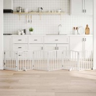 Vrata za pse s vratašcima 6 panela sklopiva 300 cm drvo topole 50 x 60 x 2 cm, bijela