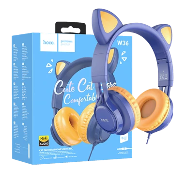 HOCO Slušalice sa mikrofonom, mačje uši, plava W36 Cat Ear, plave