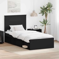 Okvir za krevet 90 x 190 cm čvrsto borovo drvo, crni