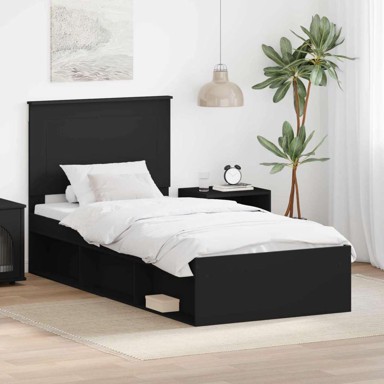 Okvir za krevet 90 x 190 cm čvrsto borovo drvo, crni