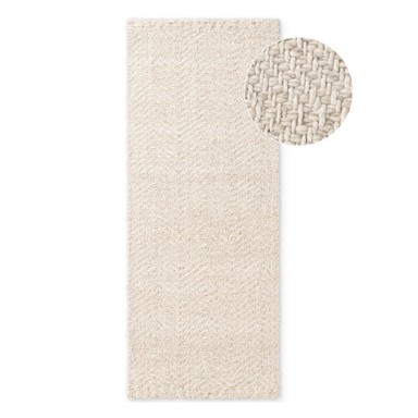 ELLE DECORATION Krem/boje slonovače ručno rađena staza od mješavine vune 80x200 cm Majoli 