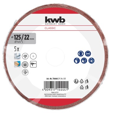 KWB Brusni papir za kutnu brusilicu 125 mm, G60, 5/1