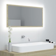 LED kupaonsko ogledalo boja hrasta sonome 90x8,5x37 cm iverica