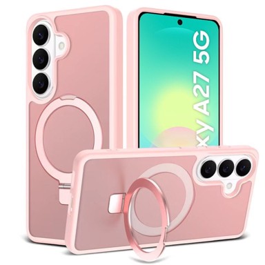 Dimljena maskica za Samsung Galaxy A27 5G, mat maskica sa stalkom, za MagSafe, rozi okvir