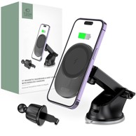 TECH-PROTECT V1 MagSafe teleskopski auto stalak s bežičnim punjenjem 15W za staklo, ploču i ventilaciju