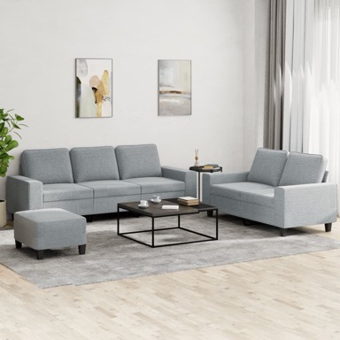 Set sofa 3-dijelni, od tkanine, svjetlosivi