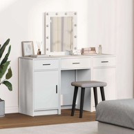 Set toaletnih stolova od tri dijela s LED, bijelim konstruiranim drvom
