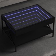 Stolić za kavu s beskonačnim LED svjetlima crni 70x50x38 cm