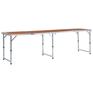 Sklopivi stol za kampiranje, aluminijski, 240 x 60 cm, smeđi