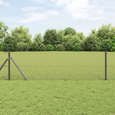 Zavarena ograda s 7 stupova, 0.4x10 m, čelik, siva  