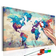 Slika za samostalno slikanje World Map (Blue &amp Red) 60x40