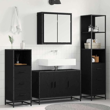 Set namještaja za kupaonicu, 4 kom, 90 x 33 x 60 cm, crni hrast