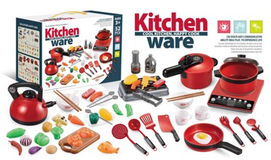 Set kuhinjskog pribora i voća i povrča za igru CHEF, 52 elementa