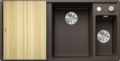 BLANCO Sudoper Axia III 6 S InFino, Silgranit, daska drvo, bazen desno, kava