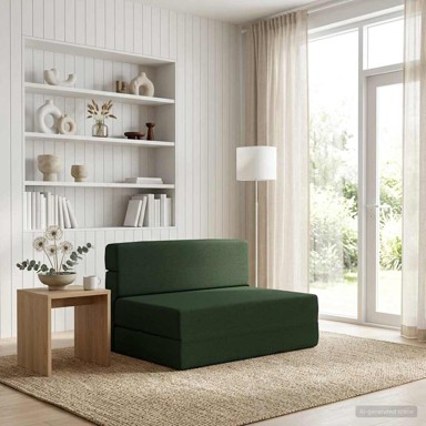 Sofa na razvlačenje, 70 x 72 x 60 cm, tkanina, tamnozelena