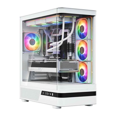 MODECOM Kućište Volcano AQ100 ARGB Midi Tower, ATX, Micro-ATX, Mini-ITX, kaljeno staklo, bijelo
