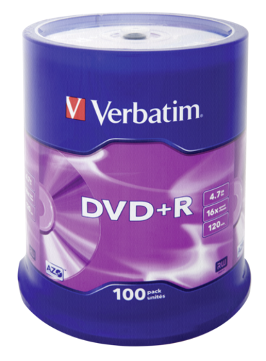 VERBATIM 1x100 DVD+R 4,7GB 16x Speed, Matt Silver