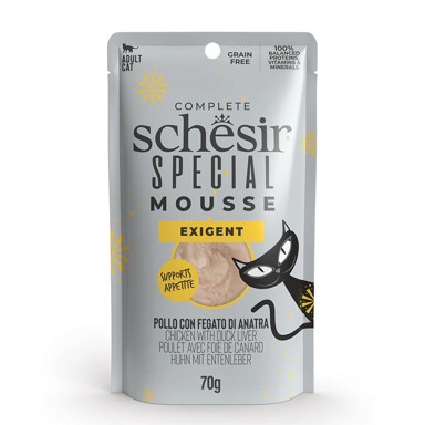 SCHESIR Hrana za mačke Cat Special Mousse Exigent, piletina s pačjom jetrom, vrećica 70 g