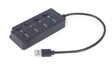 GEMBIRD USB razdjelnik 4-portni s prekidačem UHB-U3P1U2P3P-01, USB 3.1/2.0