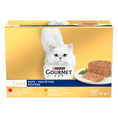 GOURMET GOLD Hrana za mačke Mousse, meso i tuna, 12x85 g
