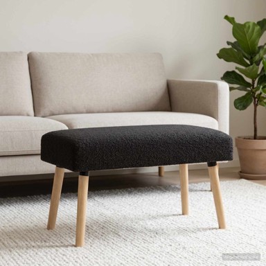Klupa 80 x 40 x 46 cm, bouclé, jednobojno crna