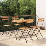 5-dijelni sklopivi bistro set masivno bagremovo drvo i čelik, crna