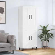 Visoka komoda od konstruiranog drva 69,5 x 34 x 180 cm s 2 drvena vrata, bijela
