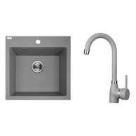 KUCHINOX Granitni sudoper Laveo Alena set s miješalicom i sifonom sivi 49x49 cm