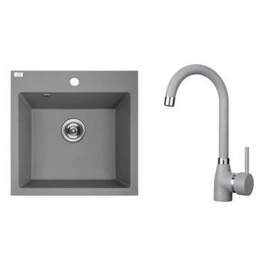 KUCHINOX Granitni sudoper Laveo Alena set s miješalicom i sifonom sivi 49x49 cm