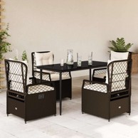 5 dijelni vrtni blagovaonski set s jastucima poliratan smeđi, 140 x 70 x 74 cm