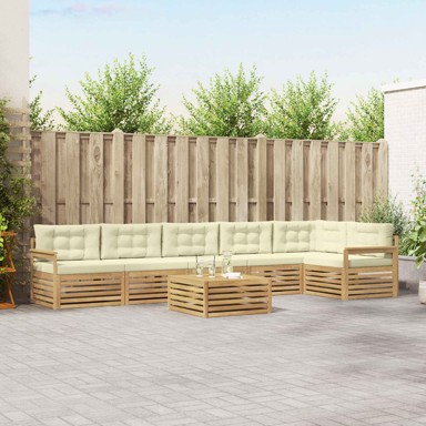 Set vanjskih sofa 7-dijelni s jastukom, bijela/krem