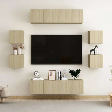 Set TV ormarića 8-dijelni 120 cm konstruirano drvo, sonoma hrast