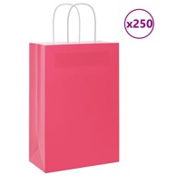 Papirnate vrećice 250 kom s ručkama 21x11x31 cm, ružičaste
