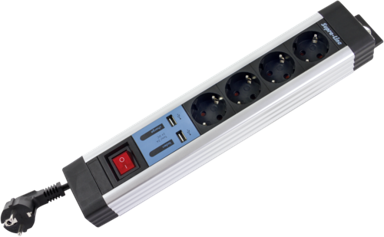 REV Produžni kabel 4-kratni + KS USB SupraLine prekidač crni