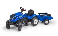 FALK Traktor na pedale s prikolicom New Holland plavi