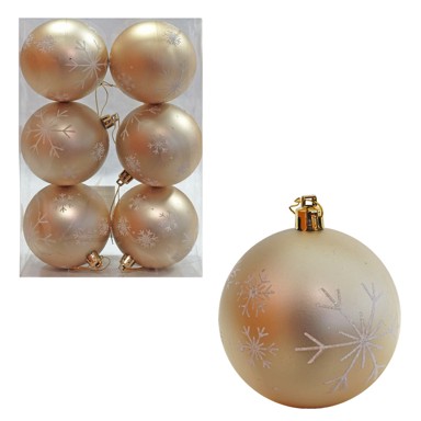 Kuglice, ø 8 cm, 6/1 pak, zlatno-šampanj