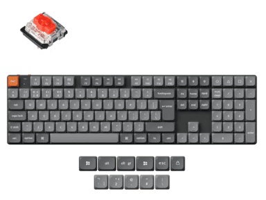 KEYCHRON Tipkovnica K5 Max niskog profila bežična mehanička Gateron crveni prekidači RGB (K5M-H1-UK)